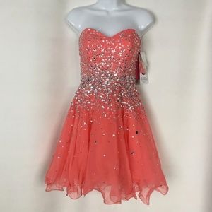 Mori Lee Girl Mini Prom Dress 9252, Coral, Size 2